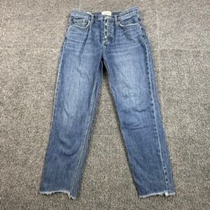 Current Elliott Straight Leg Jeans Blue Medium Wash Raw Hem Button Fly Size 29